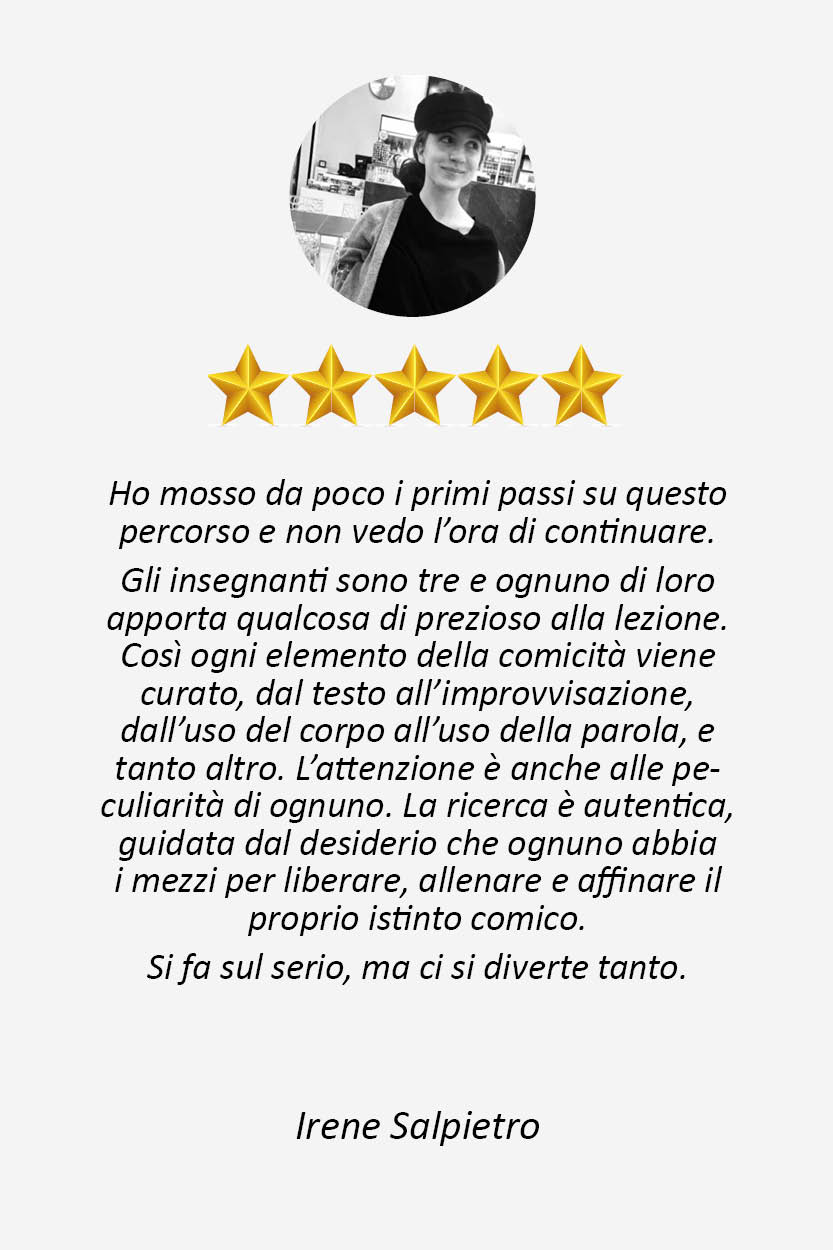 Irene salpietro Scuola Comicità e Stand Up Comedy corso di recitazione comica